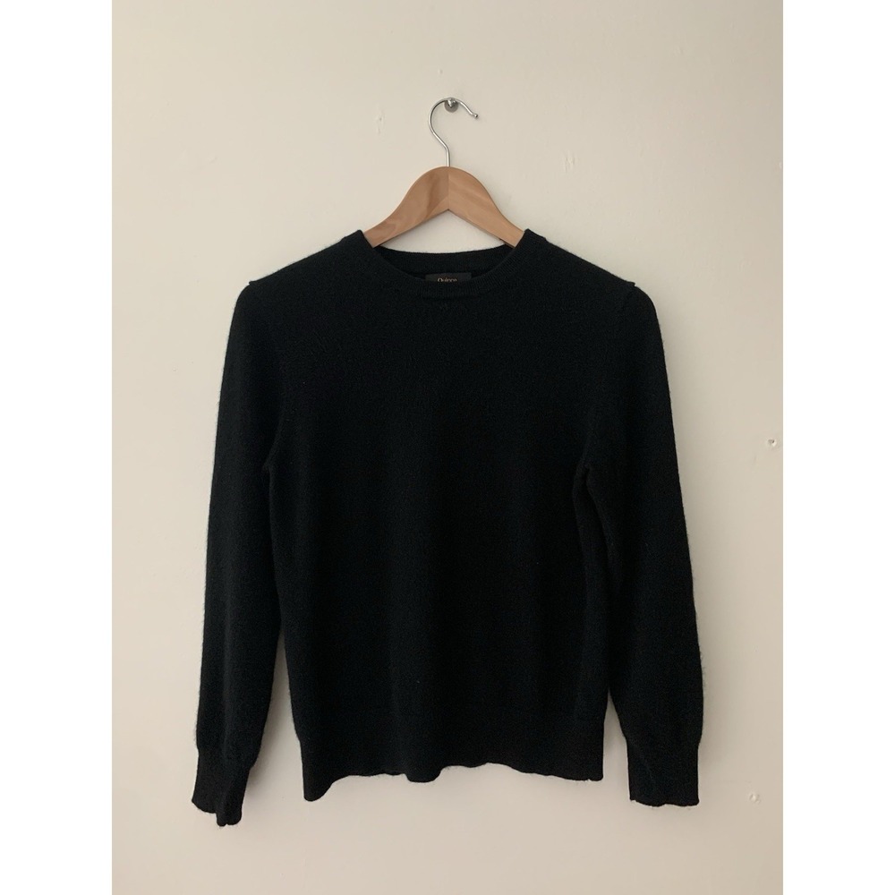 Quince 100% Mongolian Cashmere Pullover Crew Neck Black M Quiet Luxury Capsule